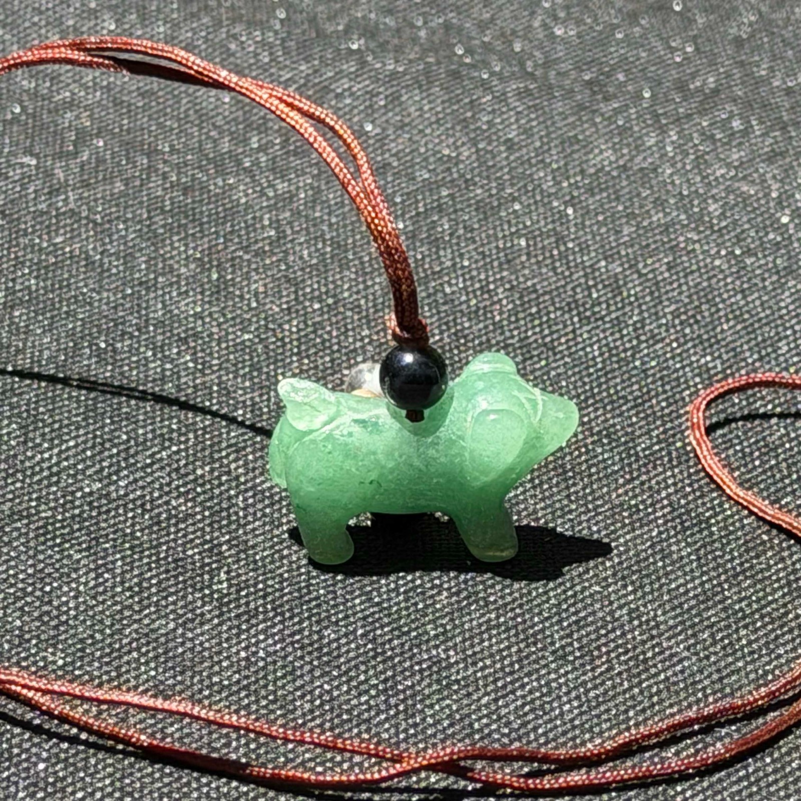 Chinese Green Jadeite Jade Carved Animal Pendant Necklace – Hand Carved (AHB)