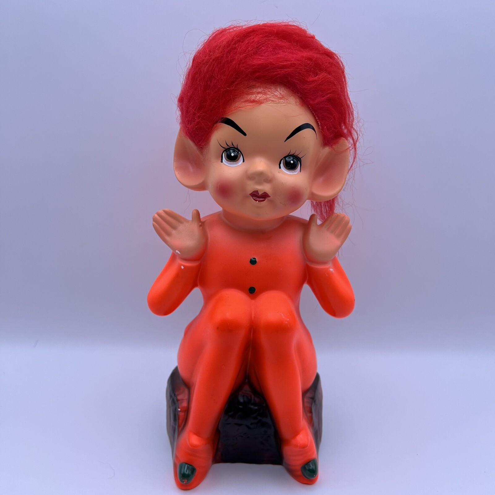 Vintage 1960s Ceramic Chinese Style Pixie Fairy Figurine 9in Tall