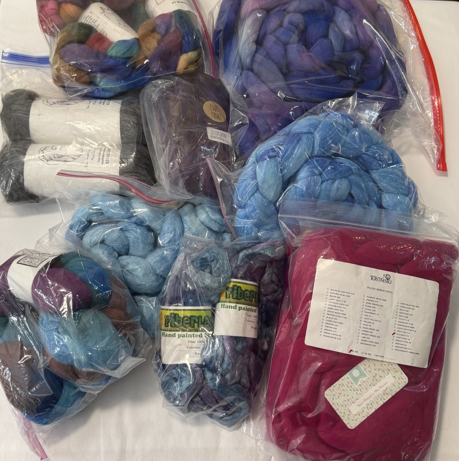 Over 4 Pounds! Spinning Fiber Lot Hand Dyed Hand Painted Wool Bamboo Camel Silk