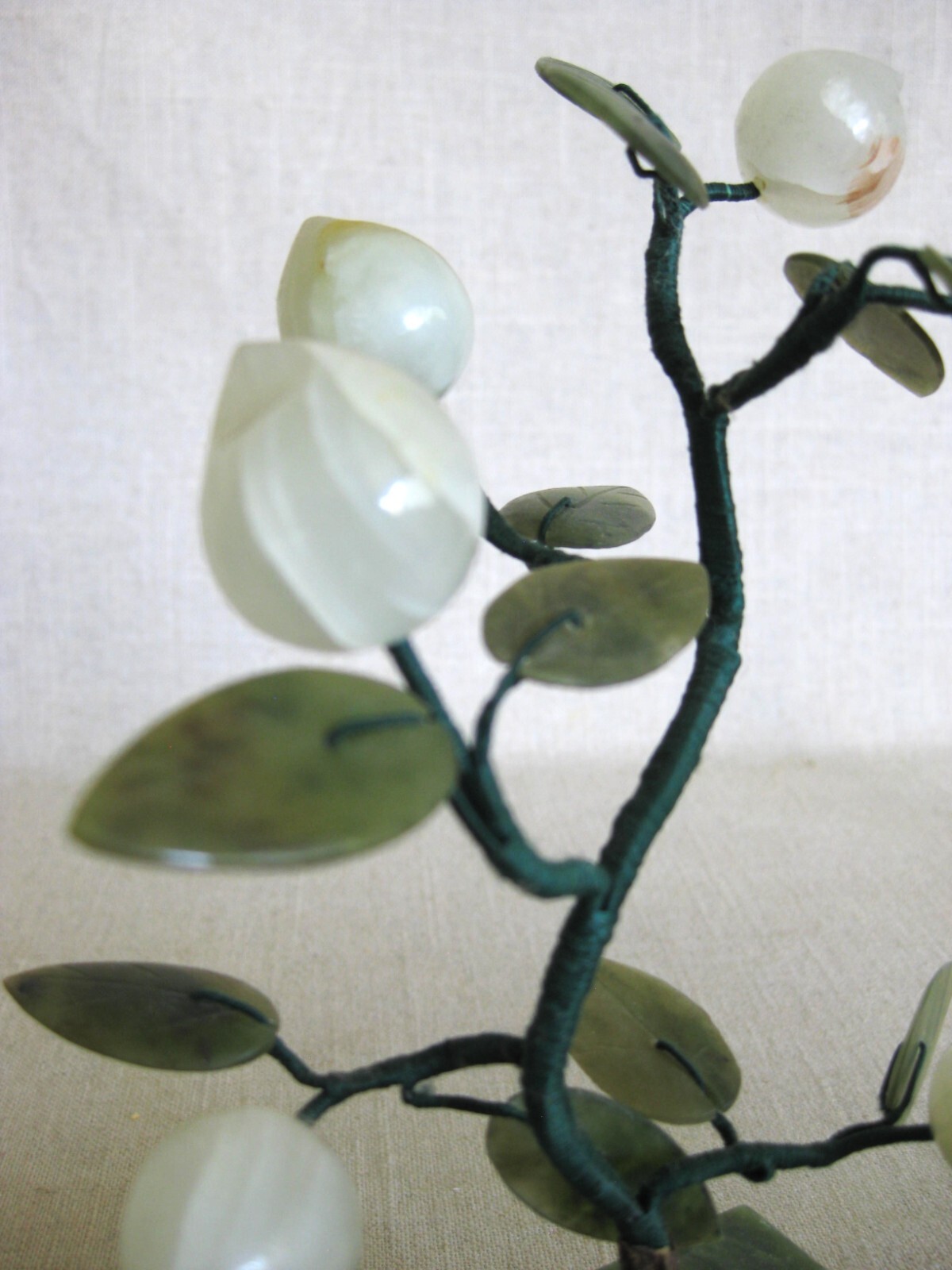 Vintage Carved Stone Flowering Bonsai Tree Sculpture Asian Style Home Décor