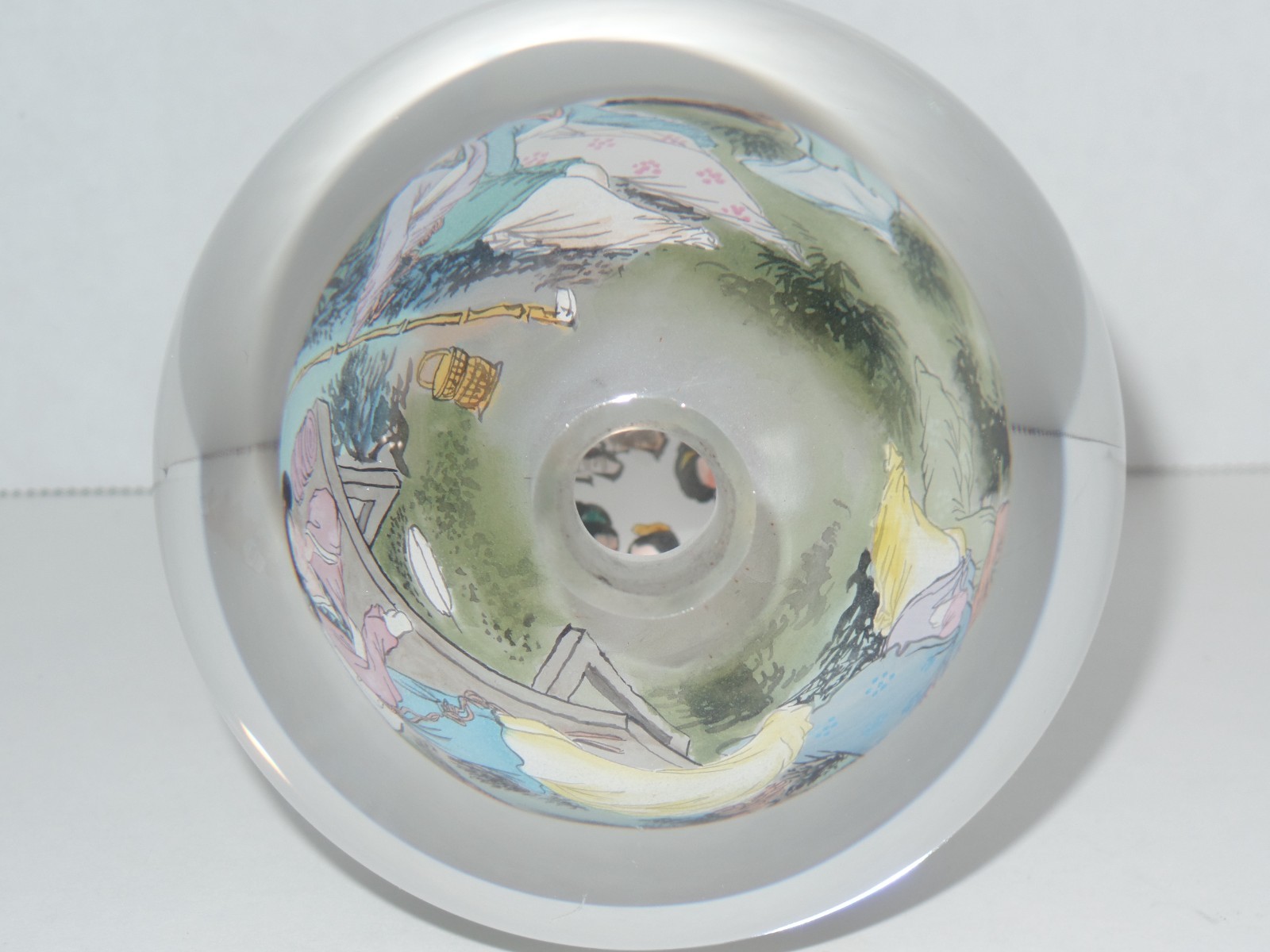 Vintage Chinese Hand Painted Reverse Art 4.5″ Glass Globe