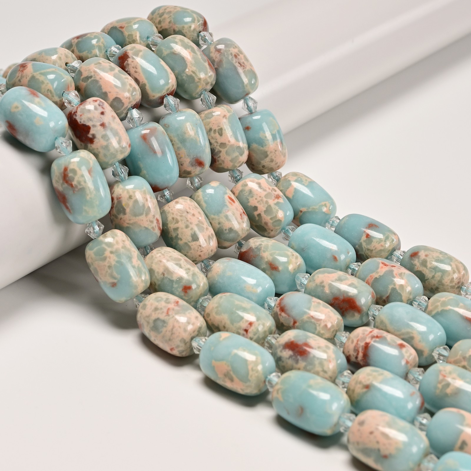 Natural Blue Agalmatolite Barrel Drum Shape Beads 10x14mm 13x18mm 15.5″ Strand