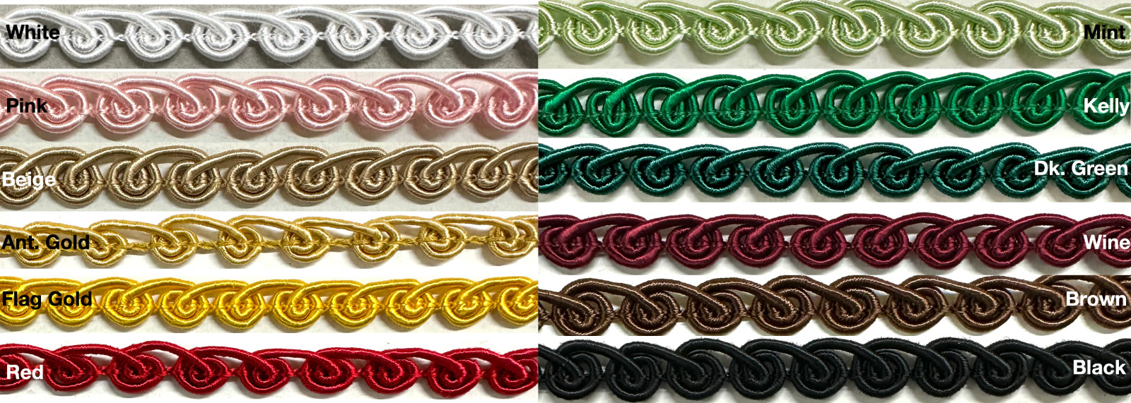 3/8″ Looped Braid Gimp Sewing Trim – 12 Continuous Yards!