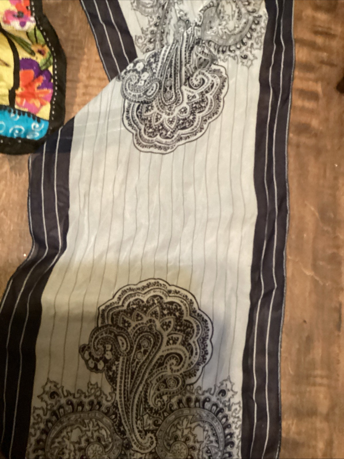 CHINESE SILK SCARFES 7PC SET. 50” X. 11”, 50” X. 7”, THE OTHER 5 ARE 20” X. 20”