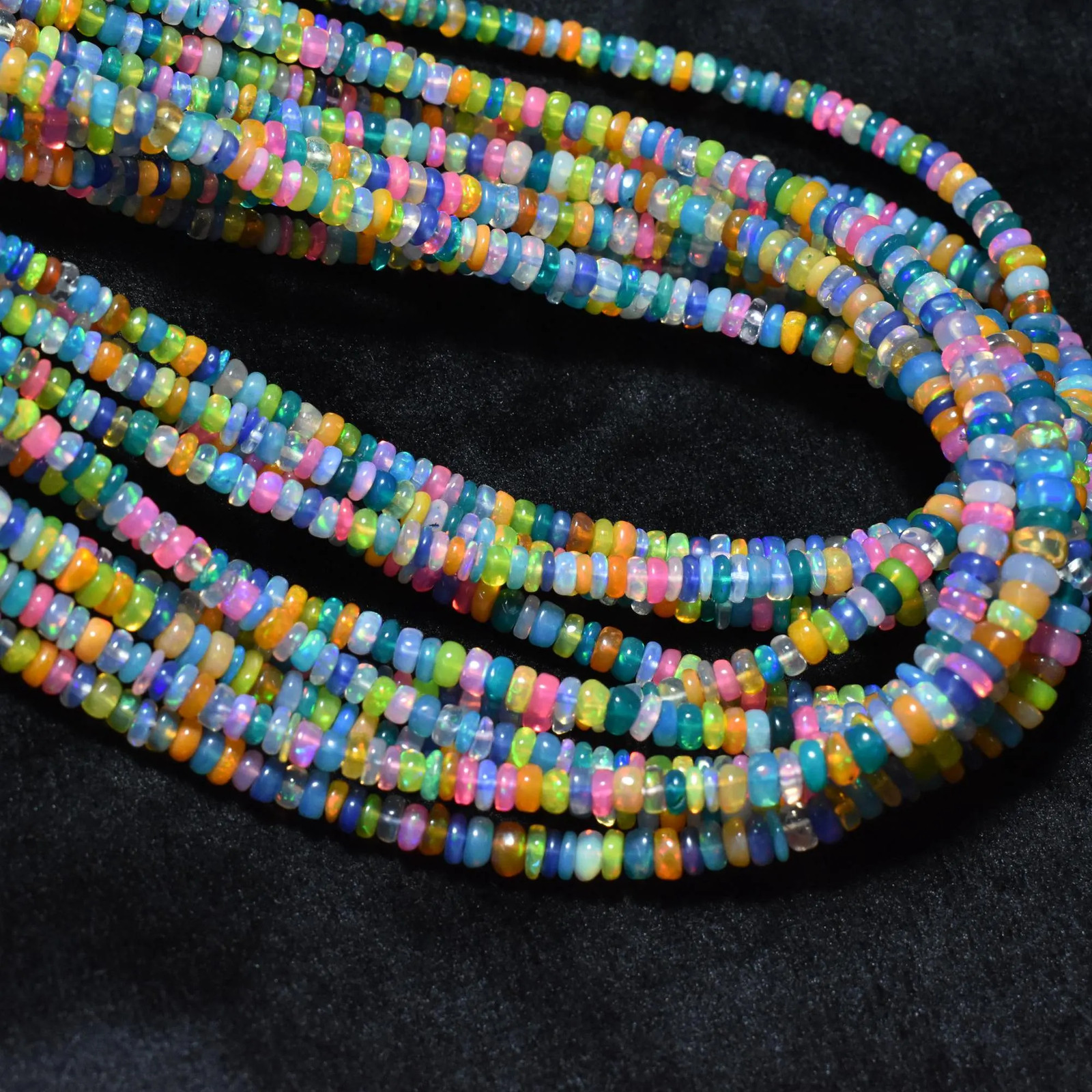 AAA Disco Opal Smooth Rondelle 2.5-4.5mm 1464726697753 Inches Loose Jewelry Maki