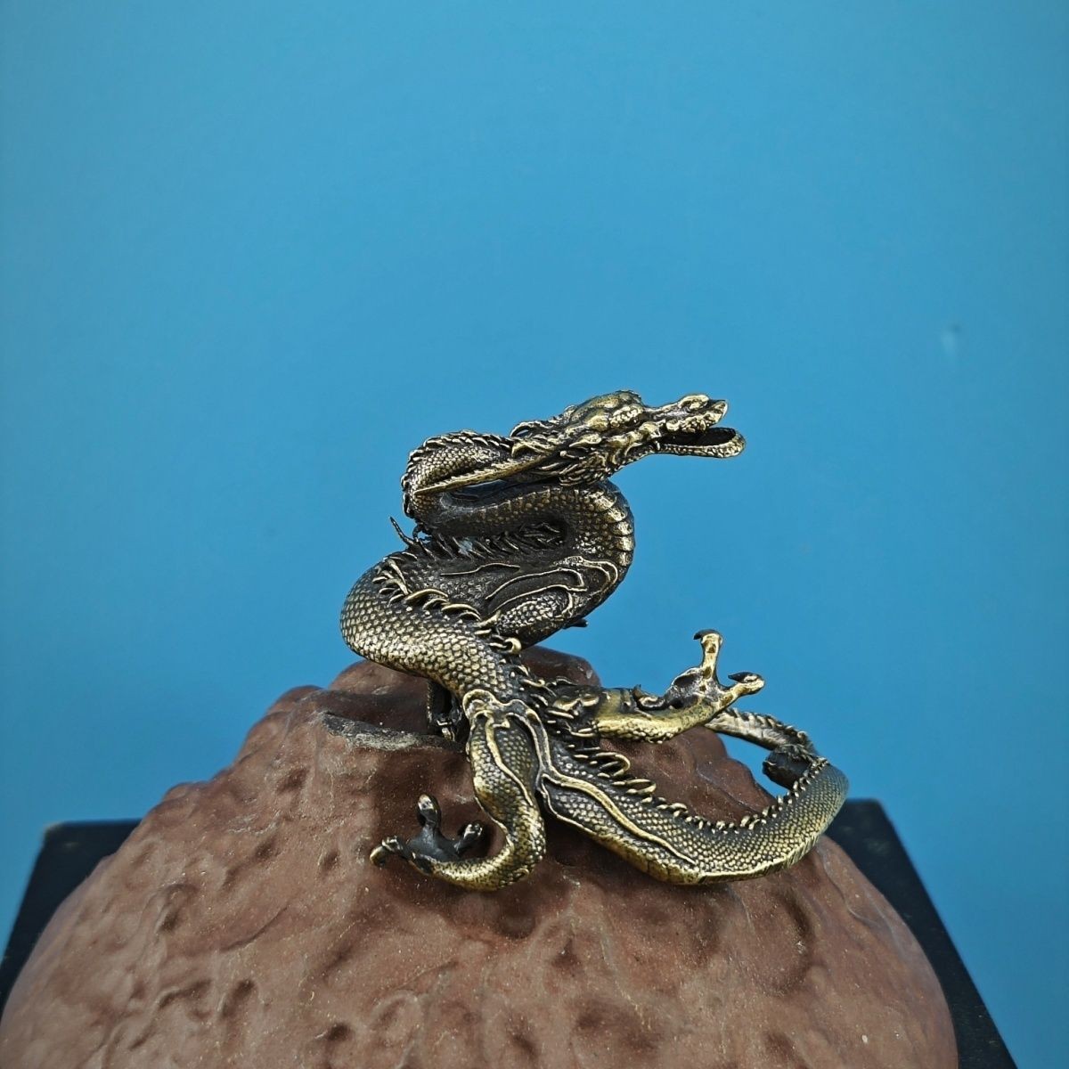 Brass Dragon Statue Mini Landscape Bonsai Fish Tank Rockery Decor Ornament