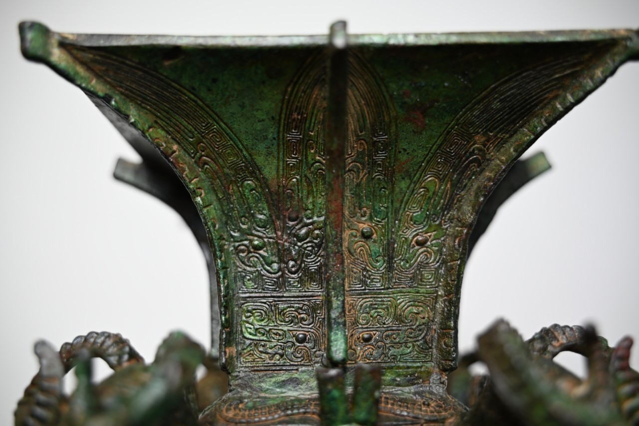 Chinese Bronze Ornament Relic Four-ram Square Zun Fangzun *replica #V078