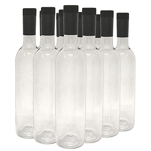 nicebottles Plastic Wine Bottles & Screw Caps, Clear, 750ml Pack of 12, Clear