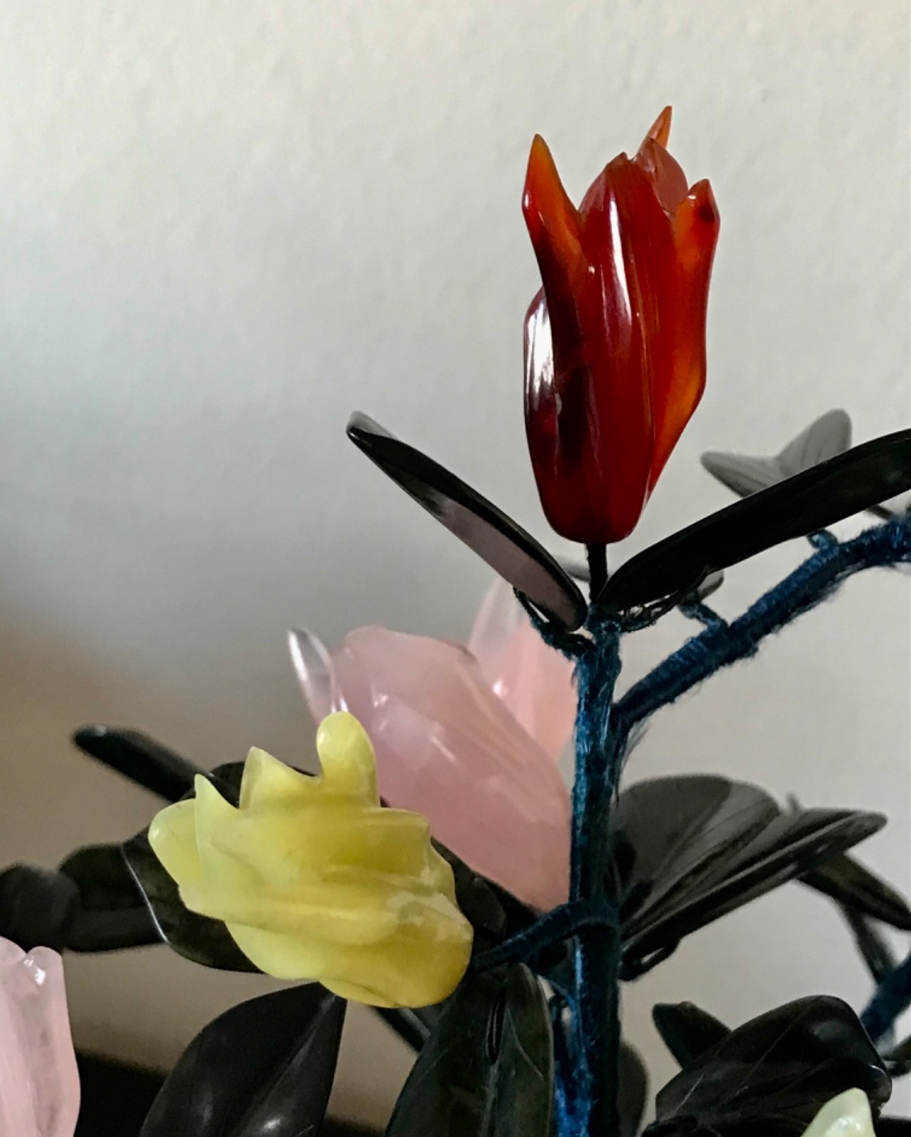 Chinese Vintage Jade Buddha’s hand Tree in Cloisonne Pot 10.5″ Inches Tall