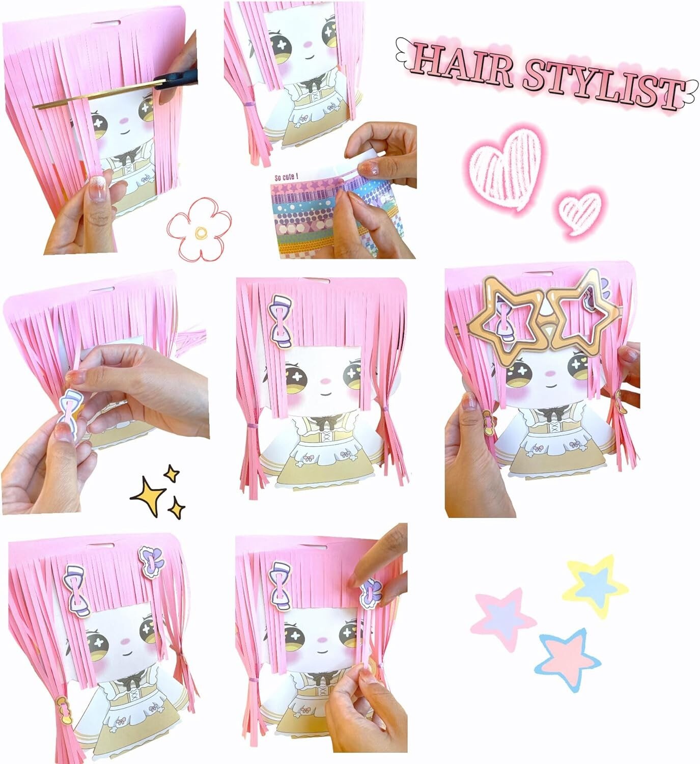 Paper Craft DIY Hair Stylist for Kids, Fun Paper Cut Set