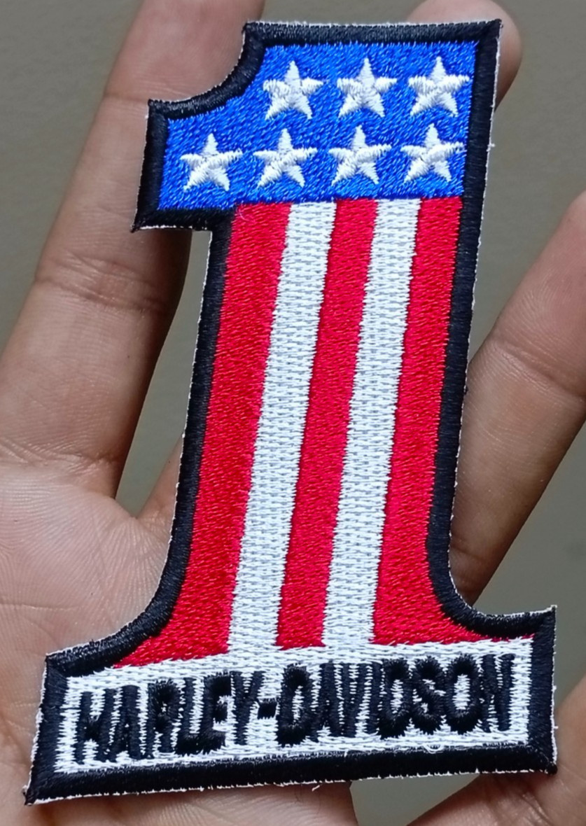 Harley Motorcycles USA Flag No.1 Iron On Patch-Sew On Patch-Embroidered Patch
