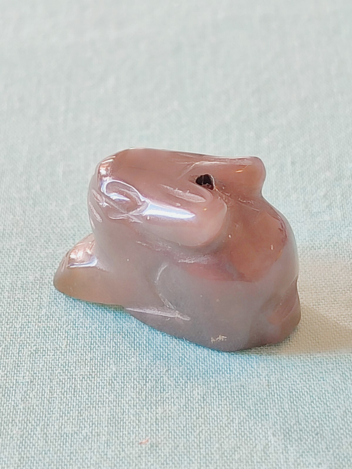 Green Nephrite Jade Carved Bunny Rabbit Focal Pendant Drilled Bead Jewelry Craft