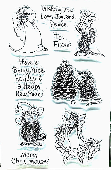 Christmas Mice Clear Stamp Angel Pinecone Mouse Holiday Card Making Scrapbooking