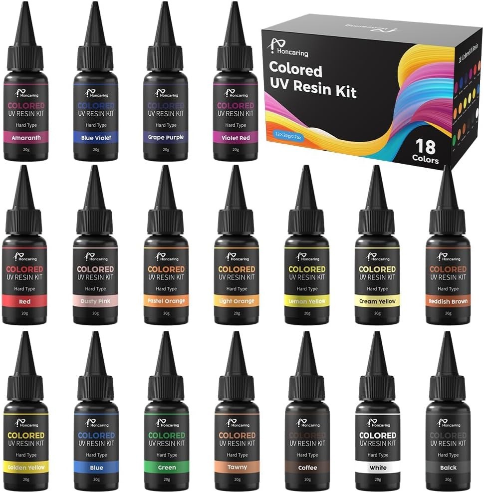 UV Resin, 18 Colors UV Curing Hard Type Resin Clear, Fast Curing Odorless & C…