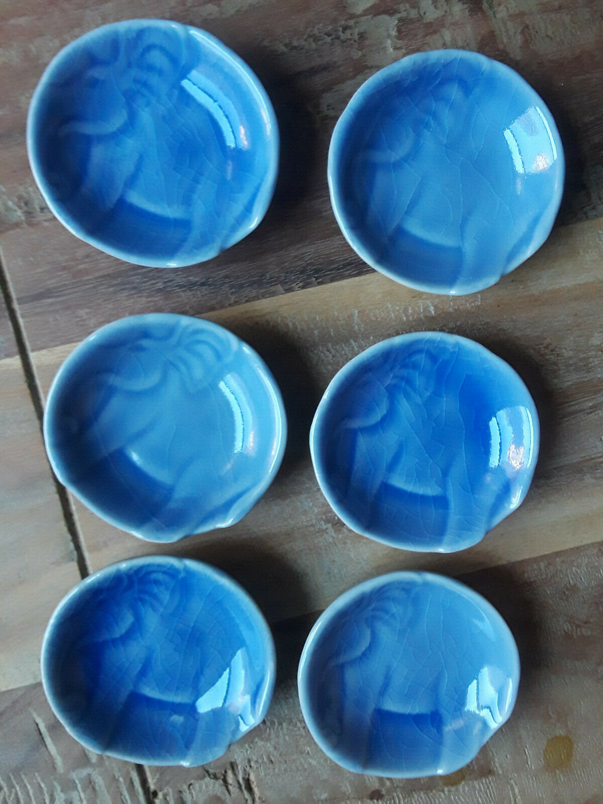 Set-6 Thailand sauce dishes+chopstick rests, glazed, stylized elephant design