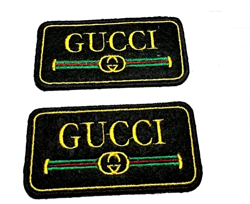 Gucci Vintage Embroidered Patch Iron On Sew On Badge Set of 2