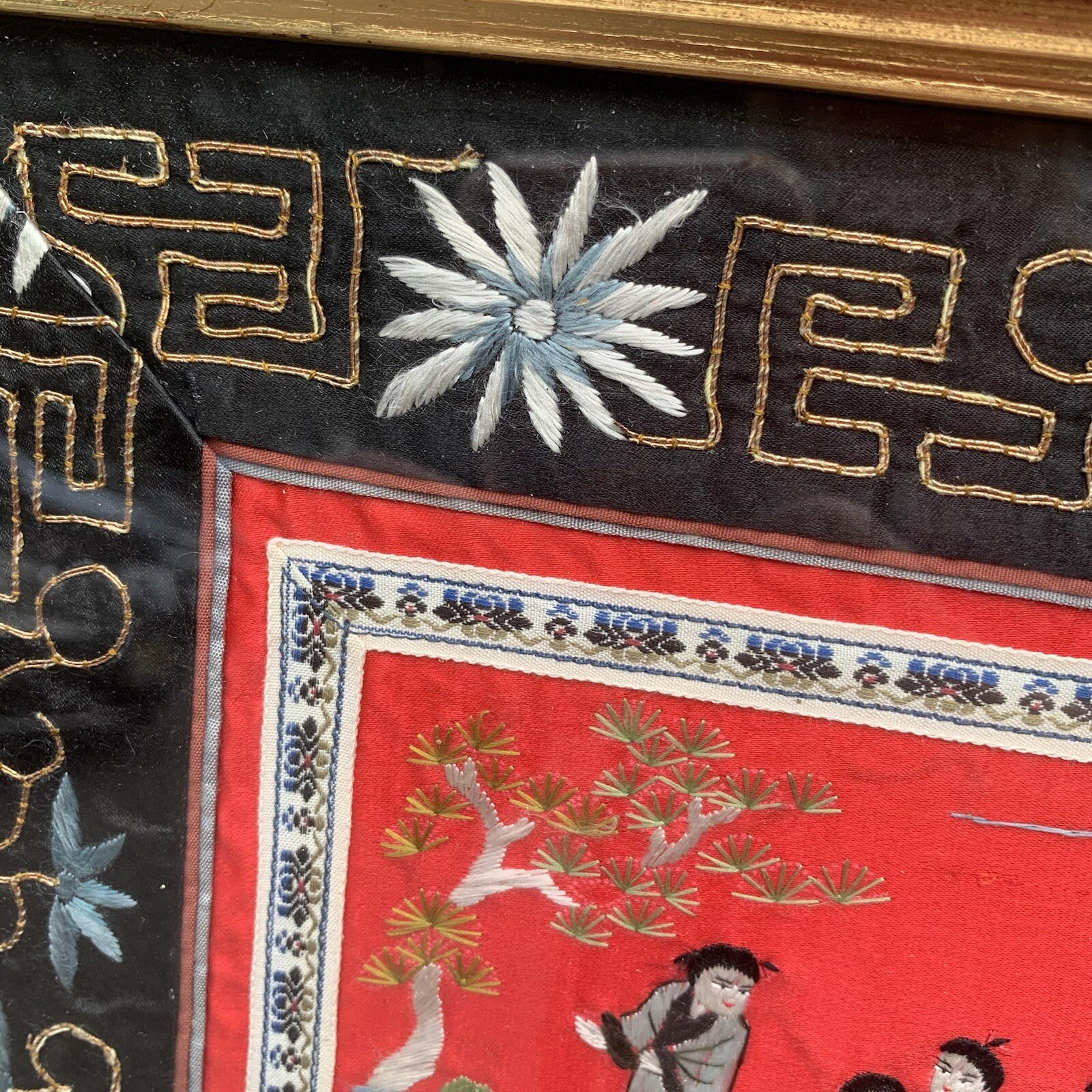 Chinese Silk Tapestry 100 Children At Play Embroidery Framed Art 14.5” x 27”
