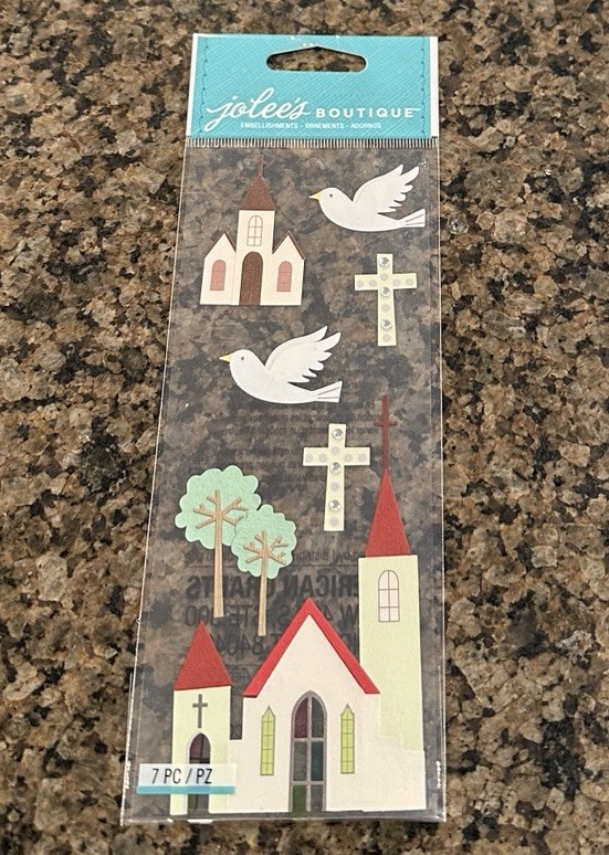 Jolee’s Boutique CHURCH Dimensional Stickers Doves Crosses Trees