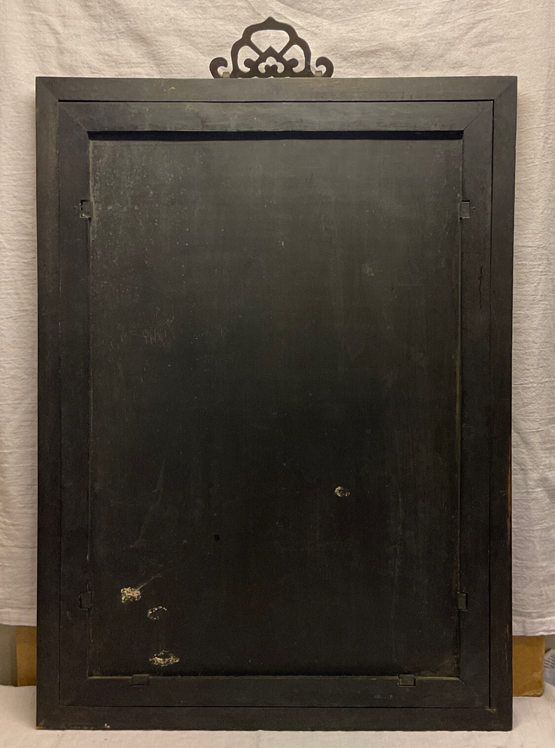 Antique Chinese Reverse Painted Framed Glass Panel 22 x 16