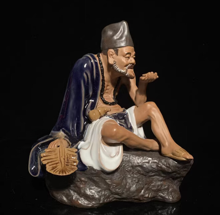 8.7″ China Pottery Porcelain Pure Handcrafted Living Buddha The Mad Monk Statue