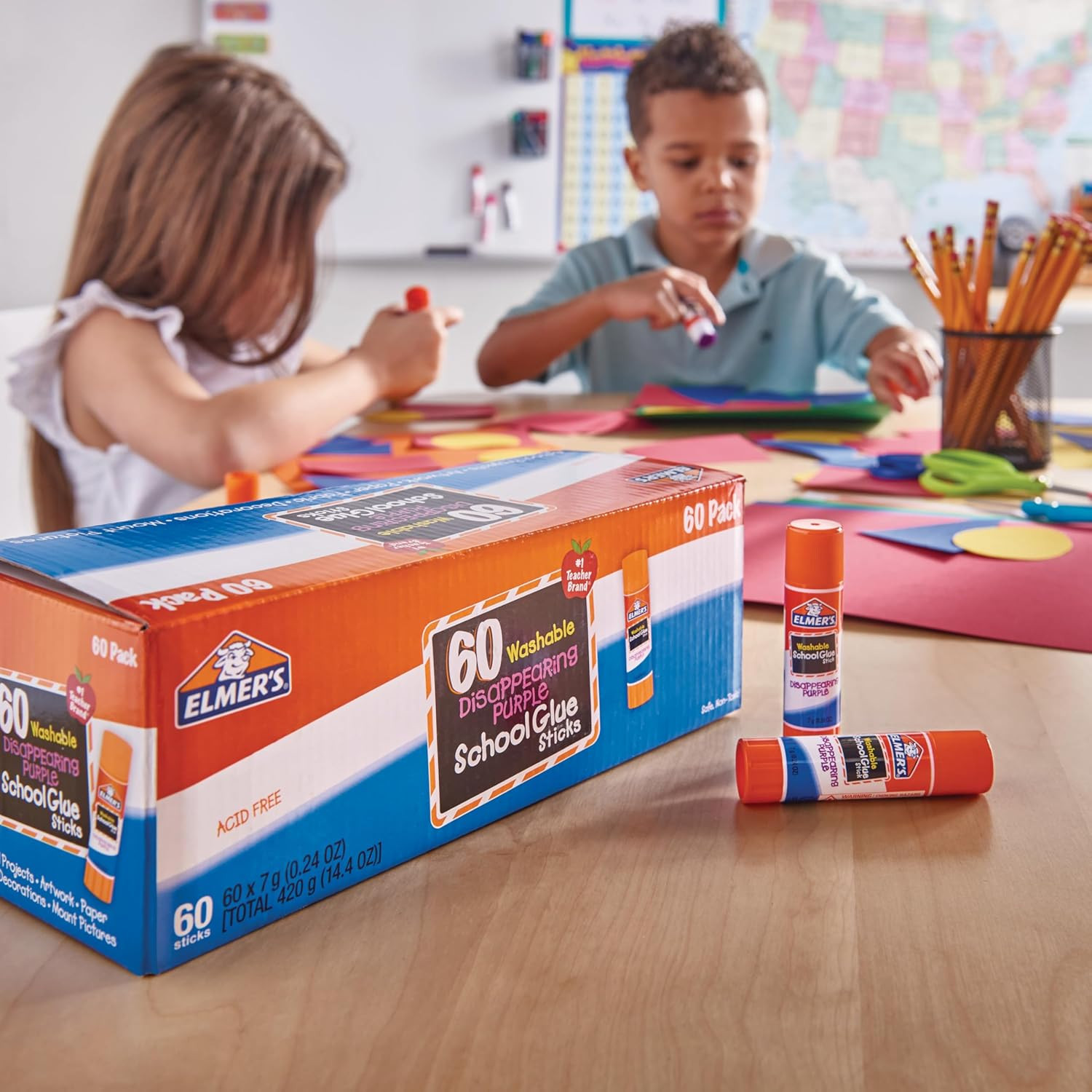 Elmer’S Disappearing Purple School Glue Sticks, Washable, 7 Grams, 60 Count – Ba