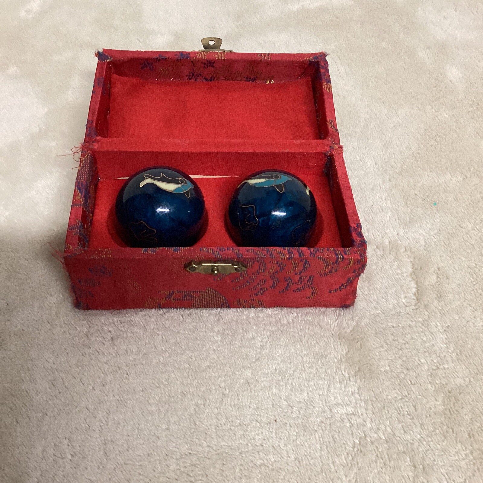 Vintage Chinese Meditation Stress Baoding Balls Cloisonné Orca “Whale Chime EUC