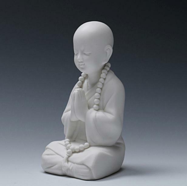6.4″Chinese White Porcelain Ceramics Lovable Little Monk Figurine Statue Statues