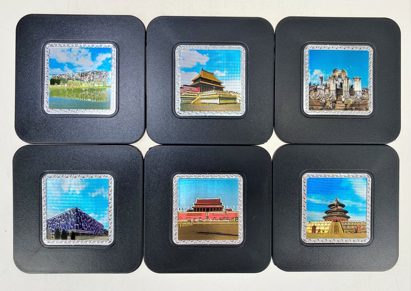 6 Square Drink Coasters‌‌‌ ‌Black 3.5”x3.5” Souvenir China Oriental Asian