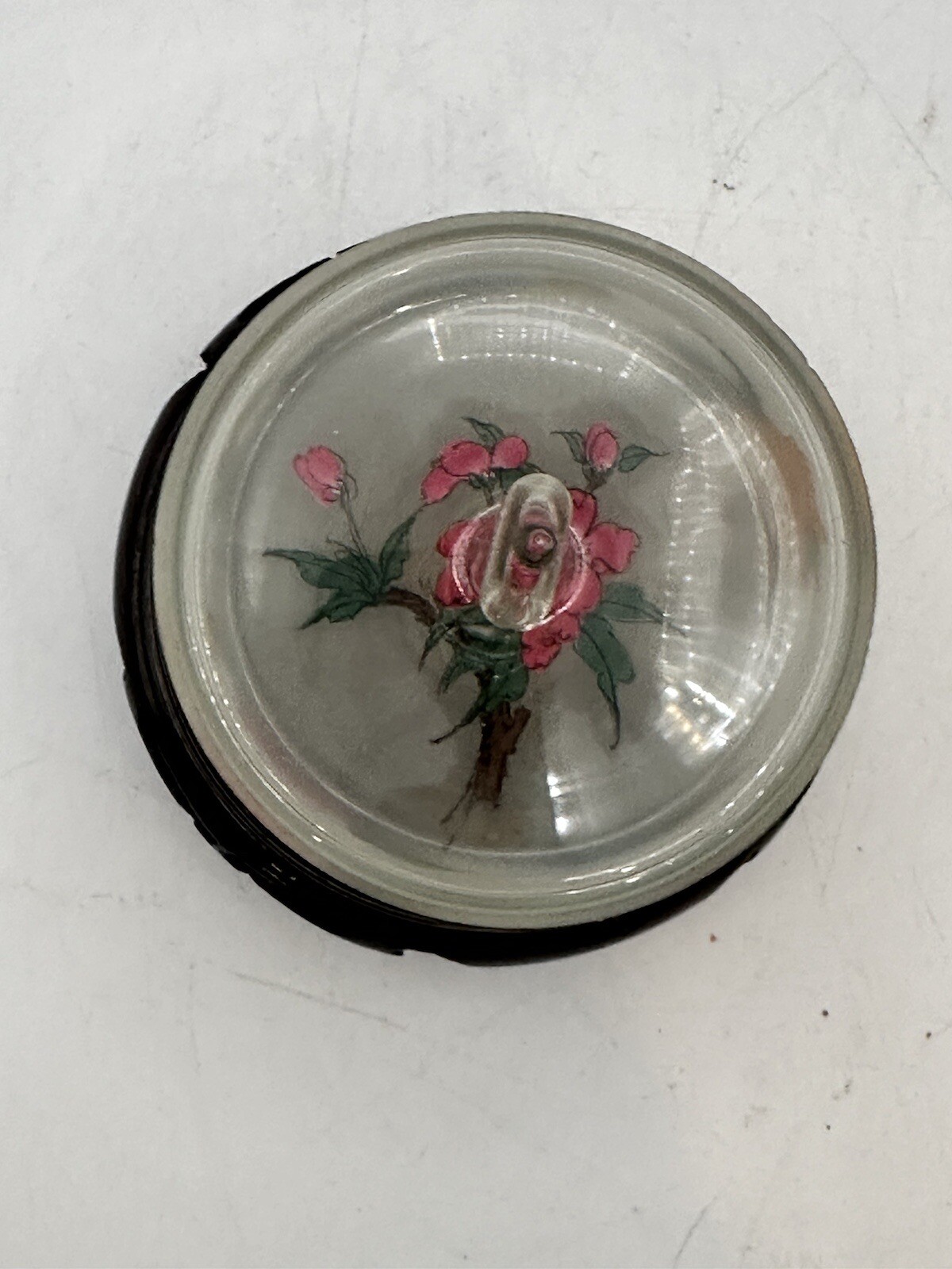 Asian Reverse Painted Frosted Glass With Hand Blown Top Seal