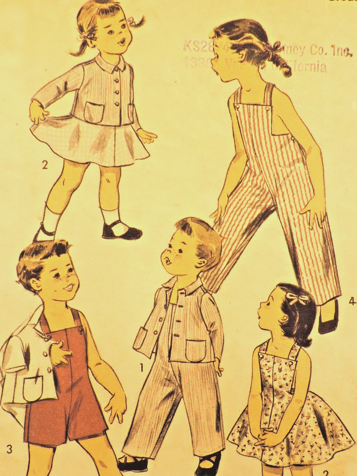 1940s Child Advance #7051 Jacket/Overalls/Shirt/Skirt Sz 3 B22 Complete