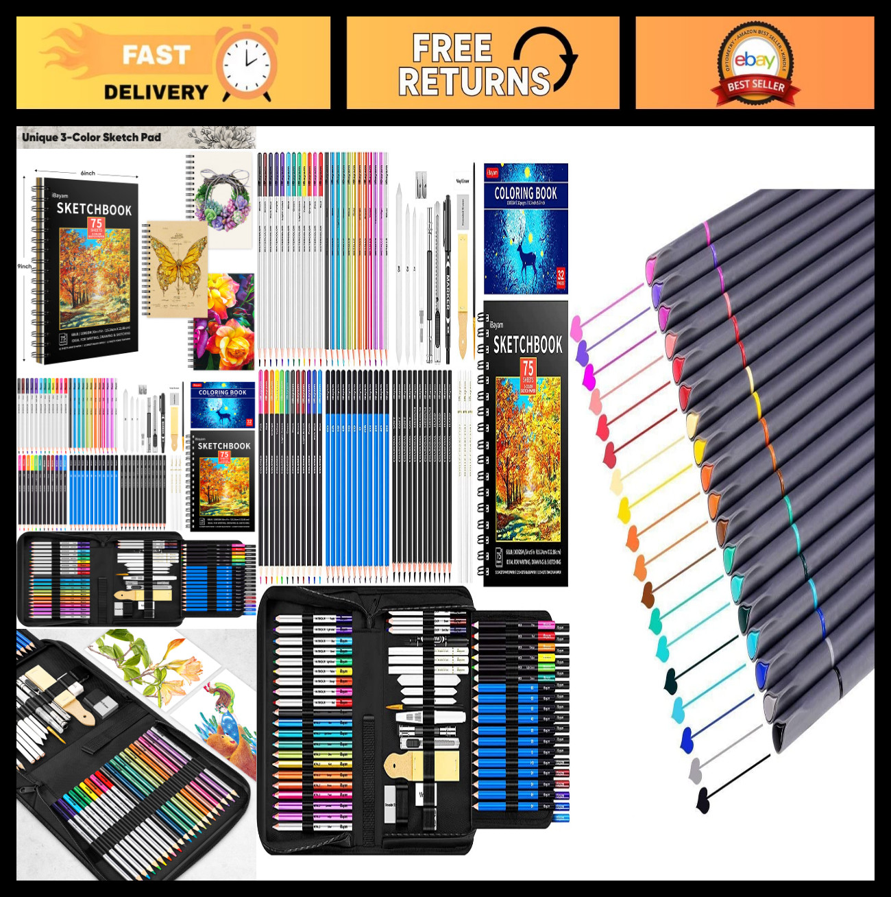 18 Color Fineliner Pens & 78-Pack Art Drawing Set – Perfect for Artists & Crafte