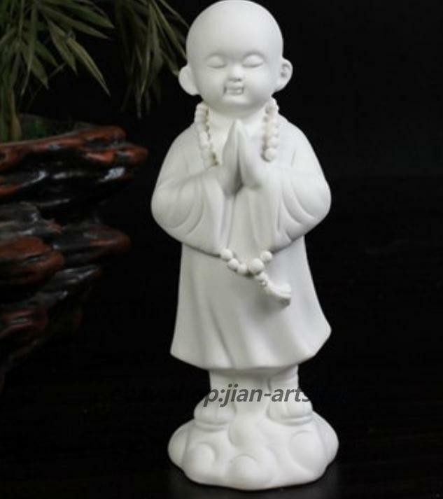 5.9″Chinese White Porcelain Ceramics Lovable Little Monk Figurine Statue 59
