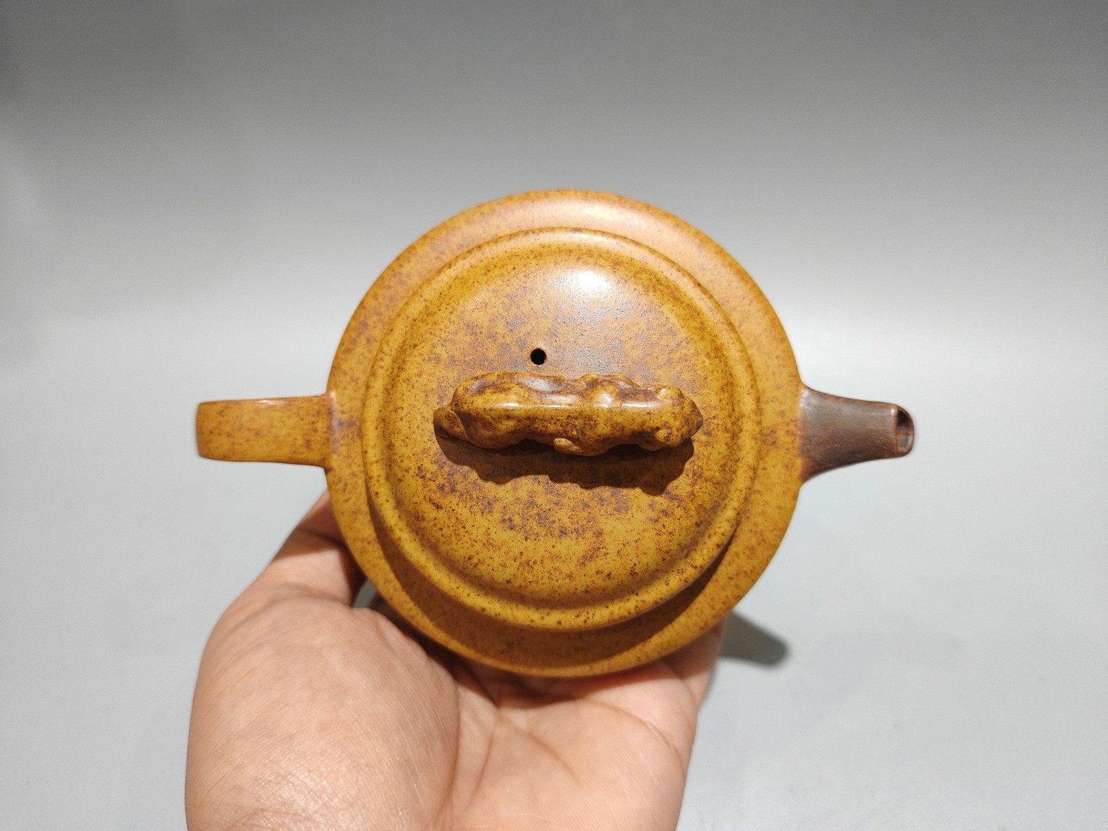 5.9″ Zisha Pottery Dragon Bone Gold Sand Tiger Bronze Pattern Straight Teapot