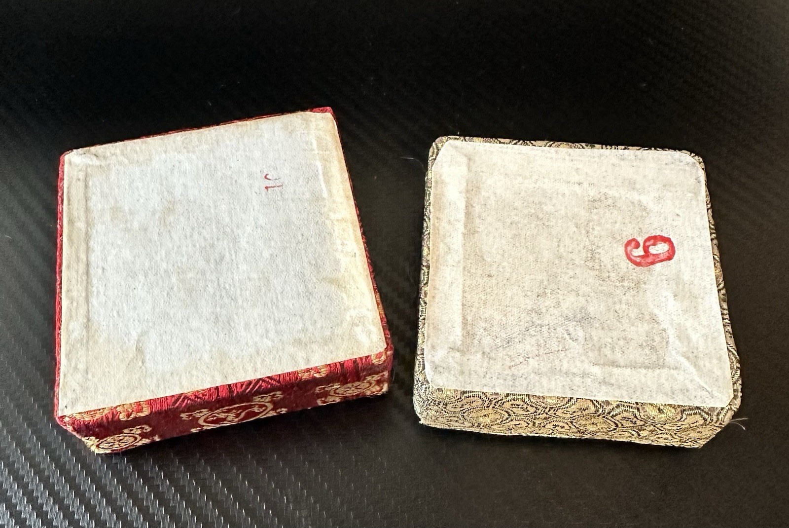 Two Chinese Zodiac Medallions – Ox In Red Box And Dragon In Green Box