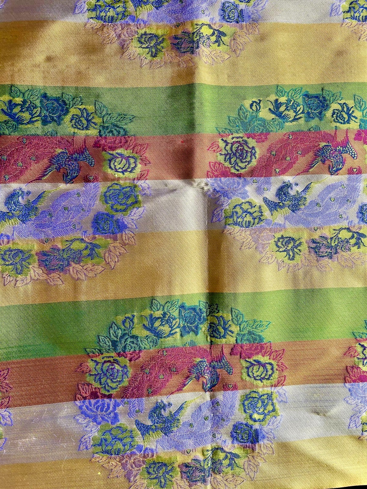 CHINESE SILK BROCADE PHOENIX FABRIC TEXTILE 1.75 YDS