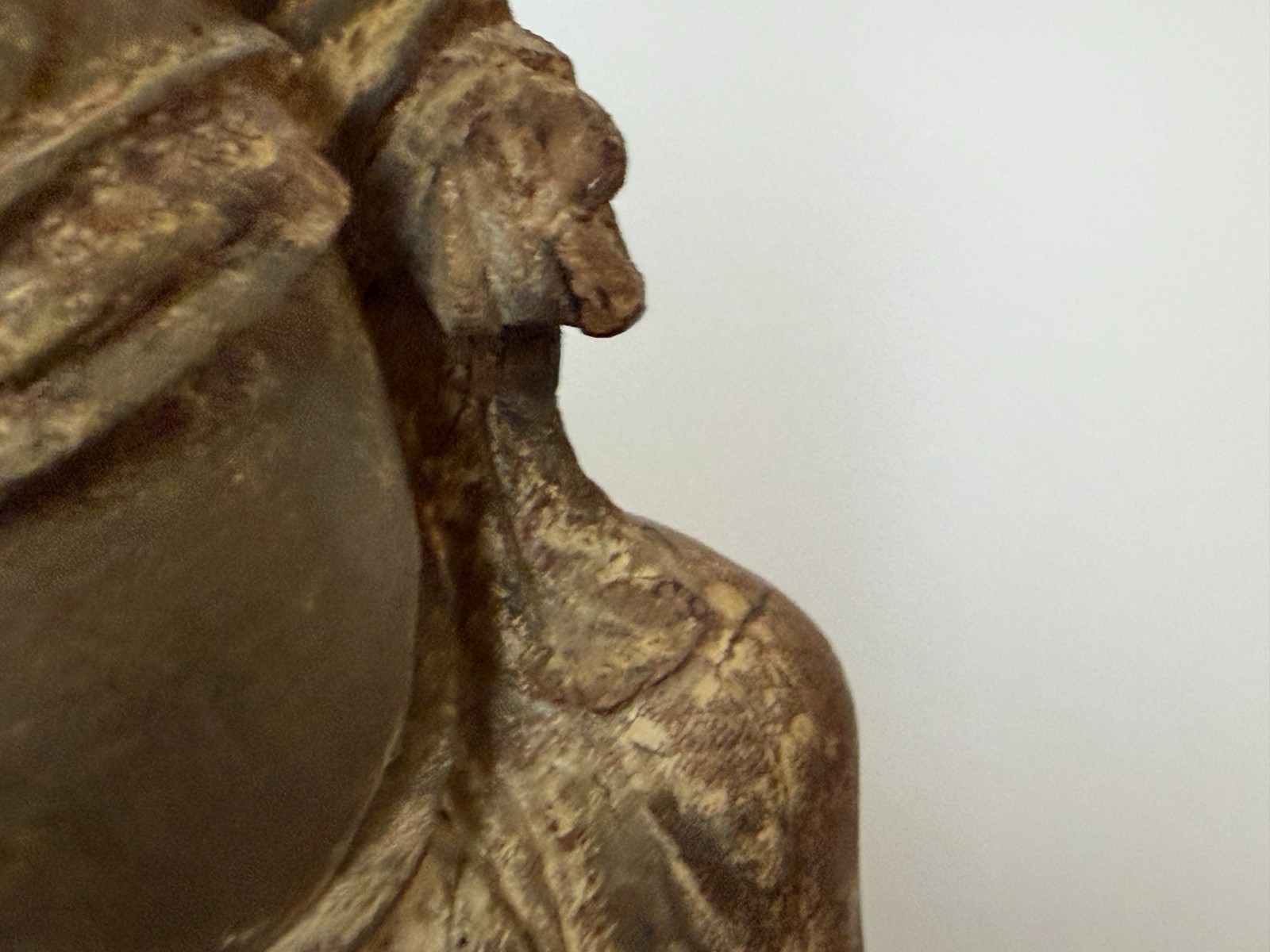 17/18C Chinese Gilt Wooden Folk Carving Seated Deity 8.5″ tall