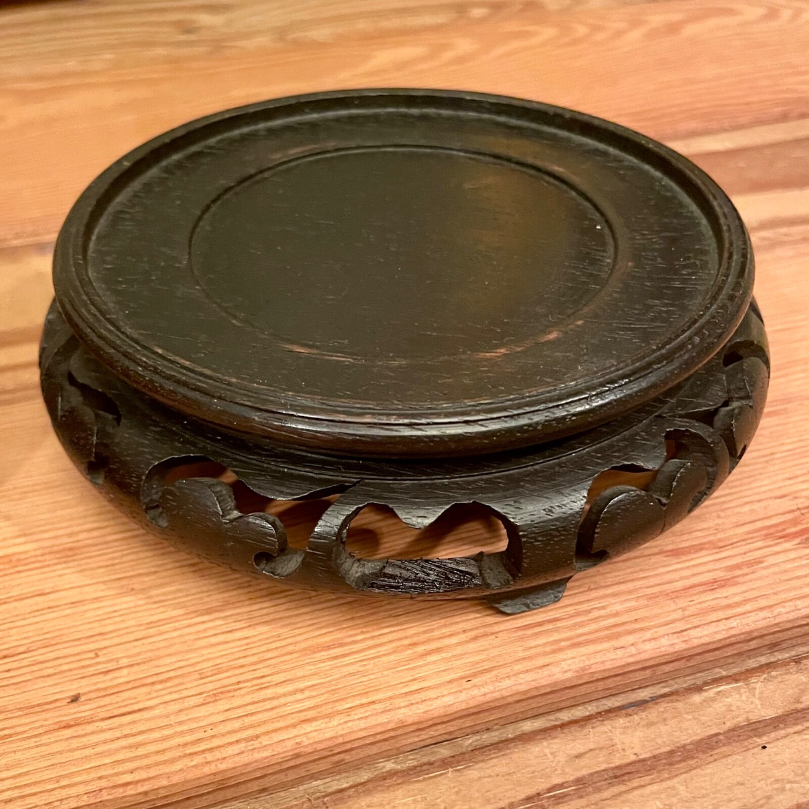 Lot Of 2 Large Chinese Wooden Stands Inside 1 @ 3.75″ – 1 @ 4″