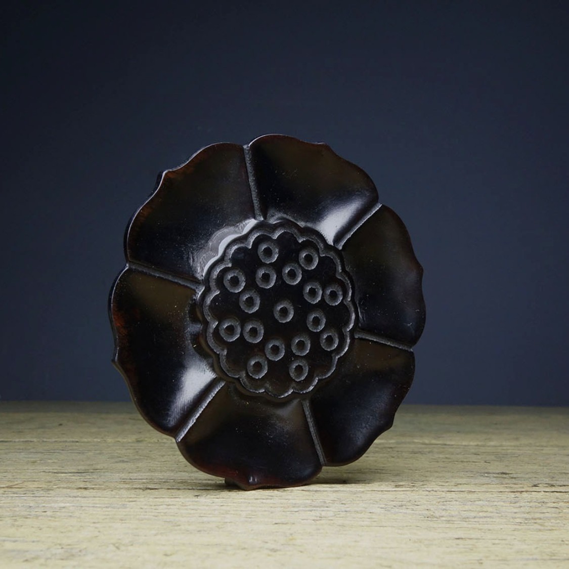 Vintage Hand Carved Sandalwood Lotus Tea Coaster Cup Mat Table Pad Decor 8.5cm