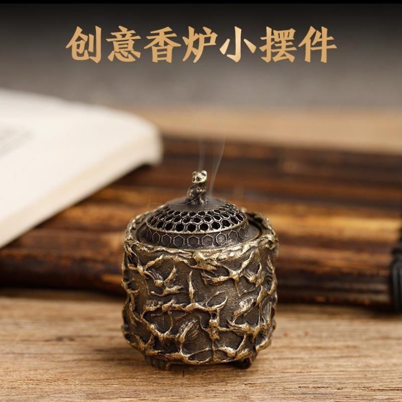 Alloy Crane Incense Burner Vintage Bronze Censer Desktop Ornament Craft