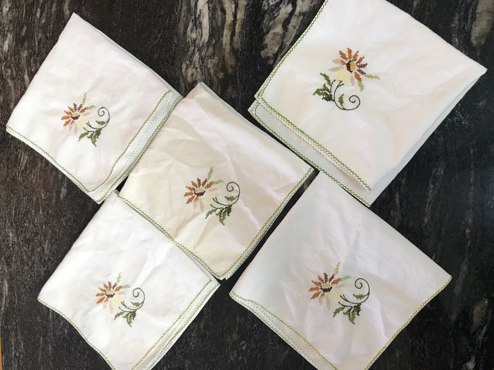 vintage chinese table embroidery (14.5″) (set of 5)