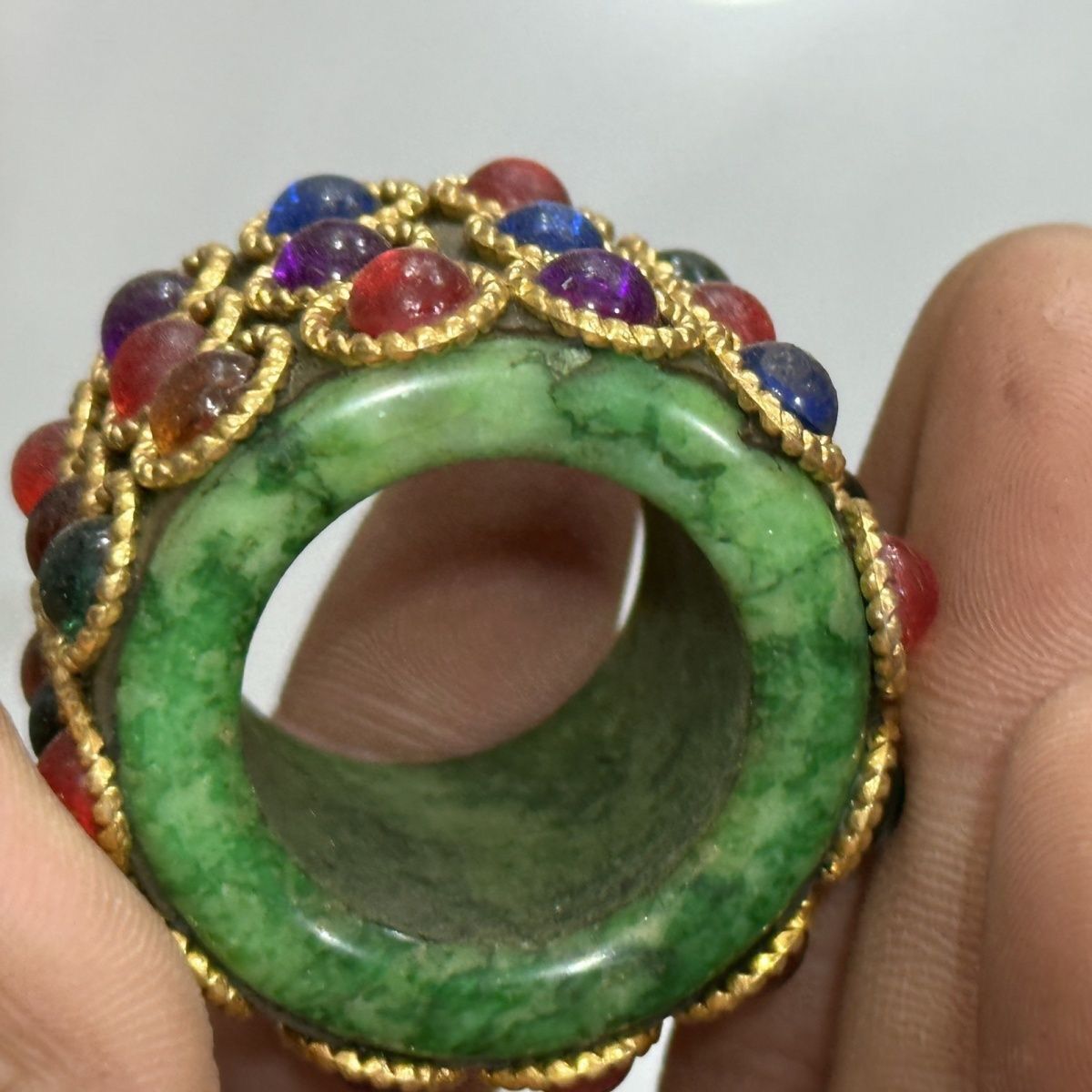 Tibetan Thumb Ring Inlaid Multi Stone Vintage Adjustable Jewelry Accessory
