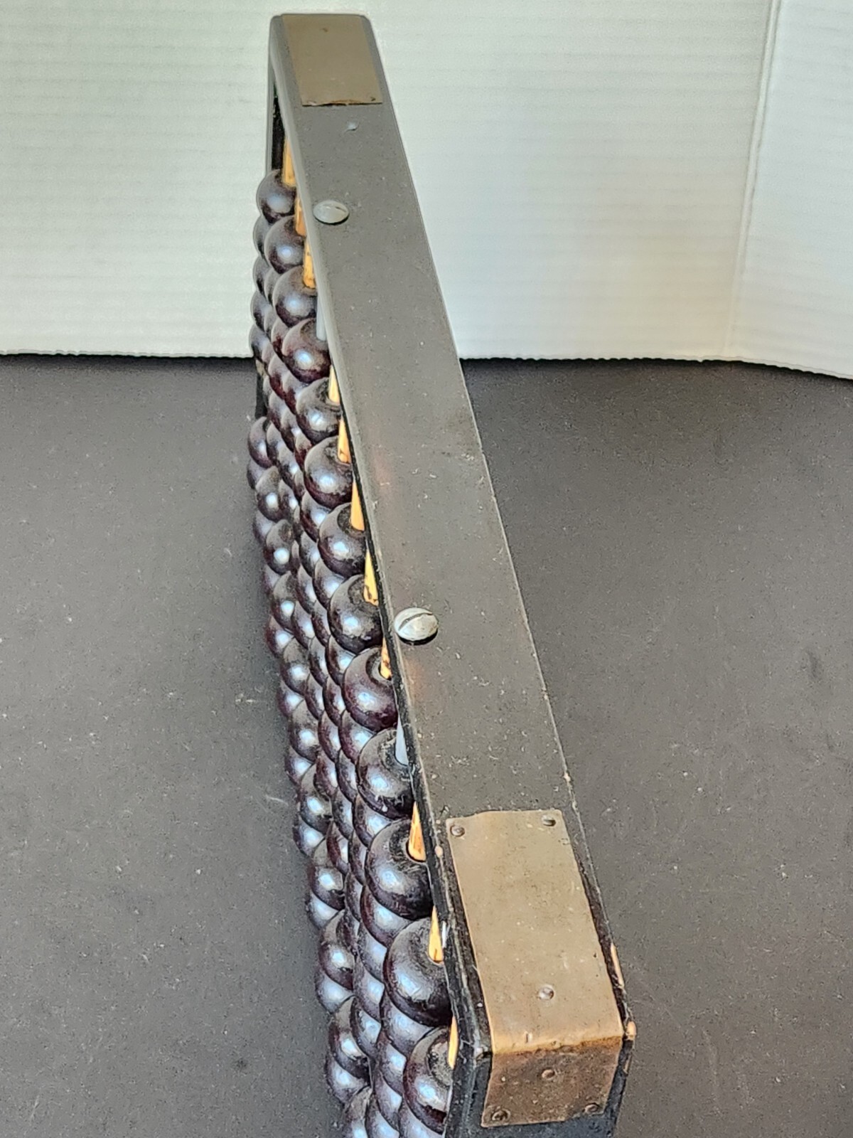 Vtg Large 13 Rows 91 Beads ABACUS with Brass Accents & Metal and Bamboo Sticks