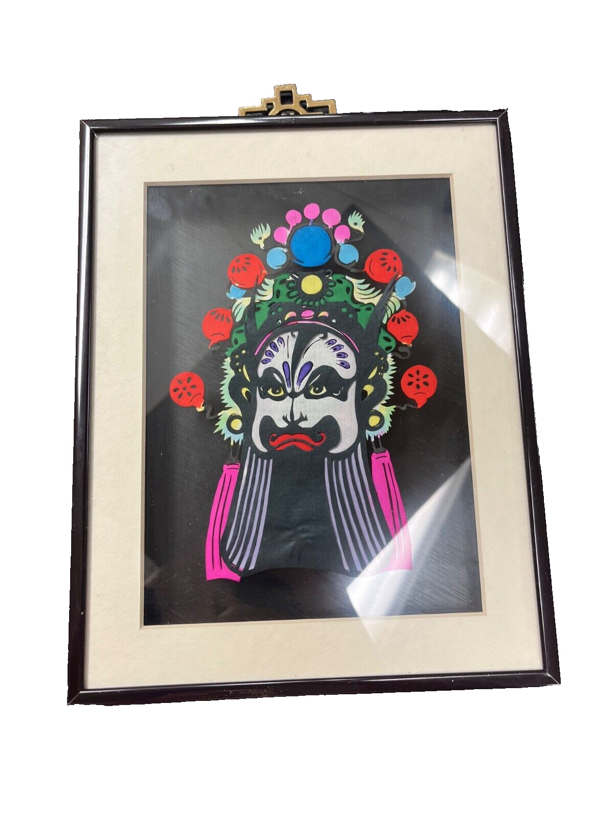 Six (6)- Vintage handcrafted Chinese Paper-Cutouts Framed Under Glass