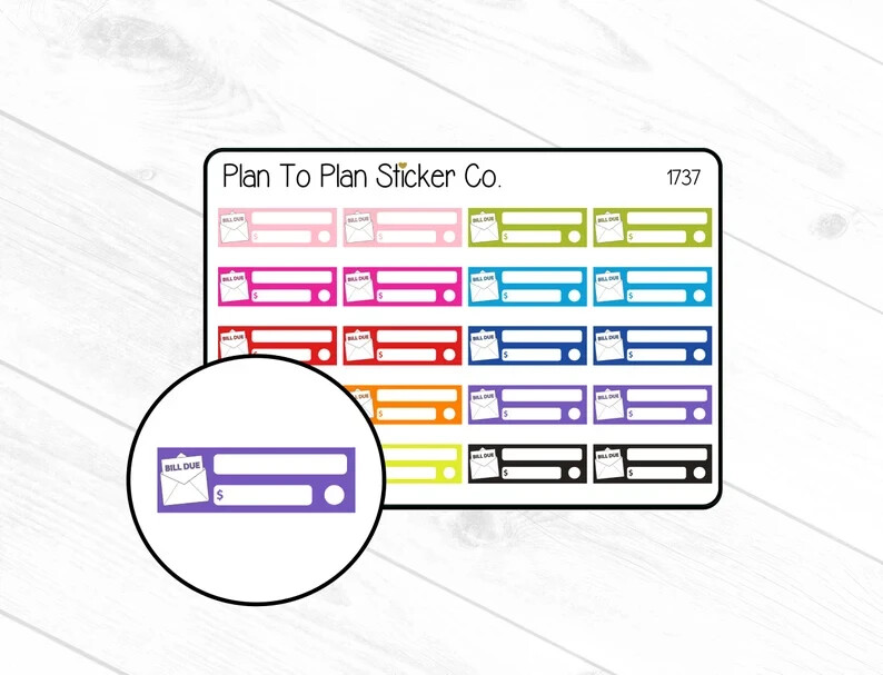1737~~Bill Due Planner Stickers.