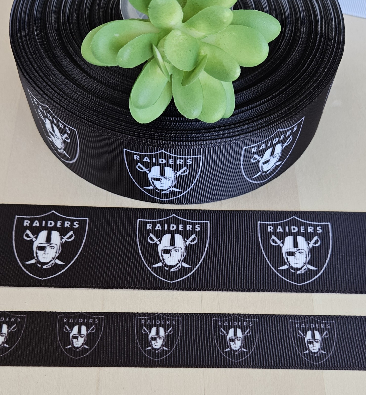 7/8 & 1.5″ (1YD) Las Vegas Raiders Grosgrain Ribbon Football Cheer Bow Lanyard