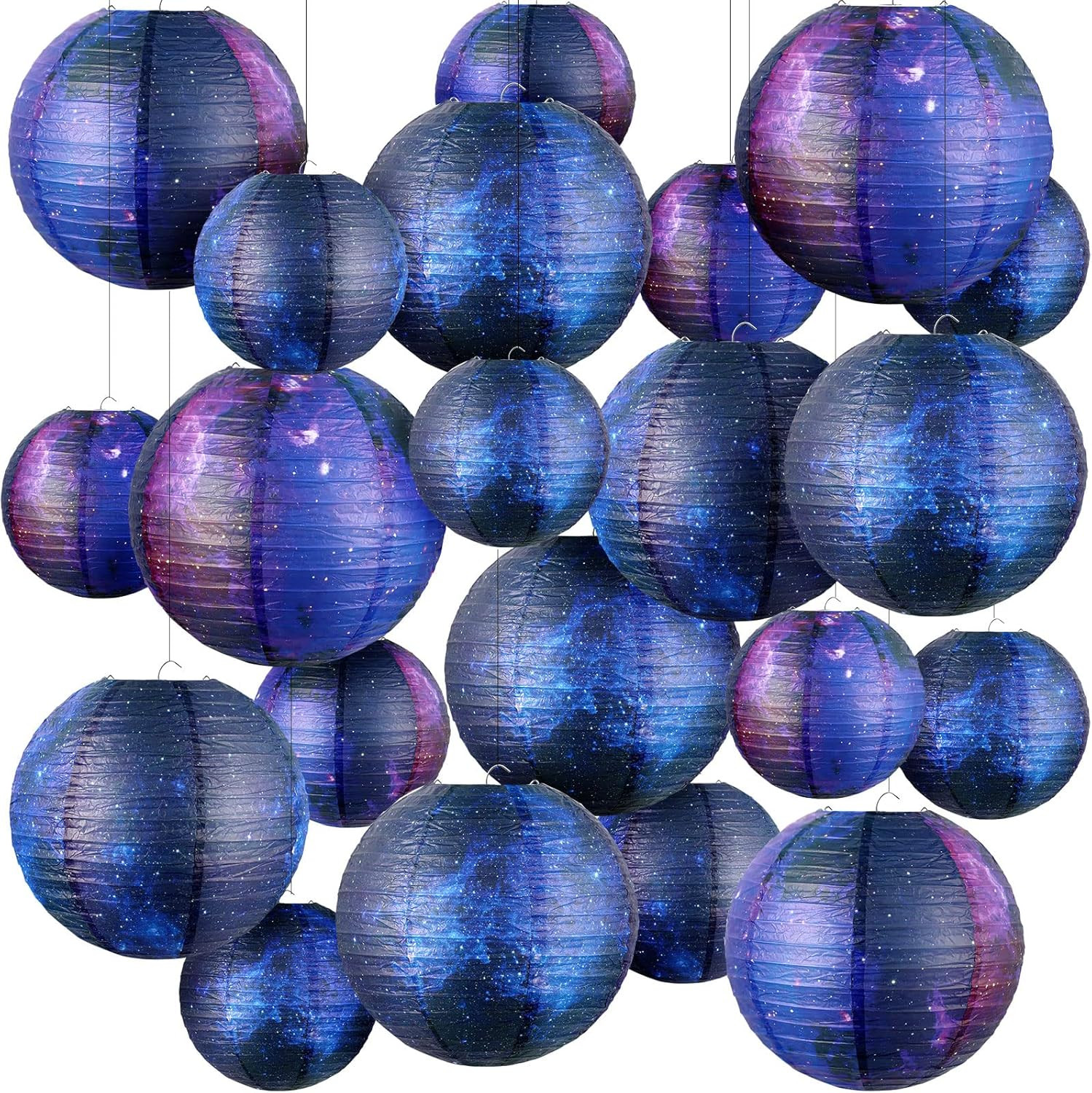 20 Pieces Galaxy Print Paper Lanterns Chinese Japanese Lanterns Space Themed Han