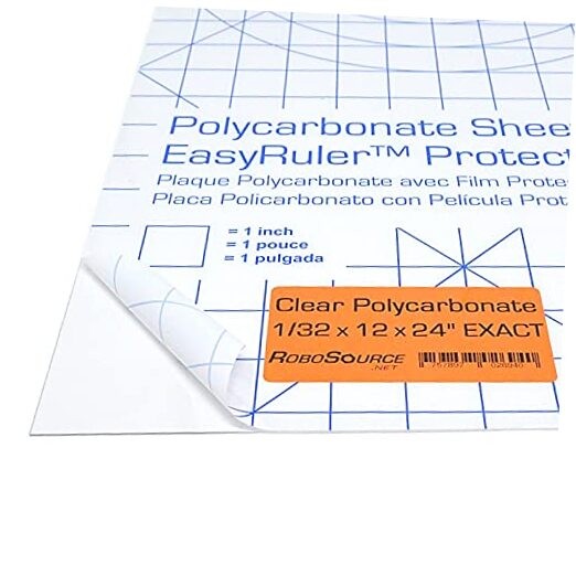 Polycarbonate Clear Plastic Sheet 12″ X 24″ X 0.030″ (1/32″) Exact with