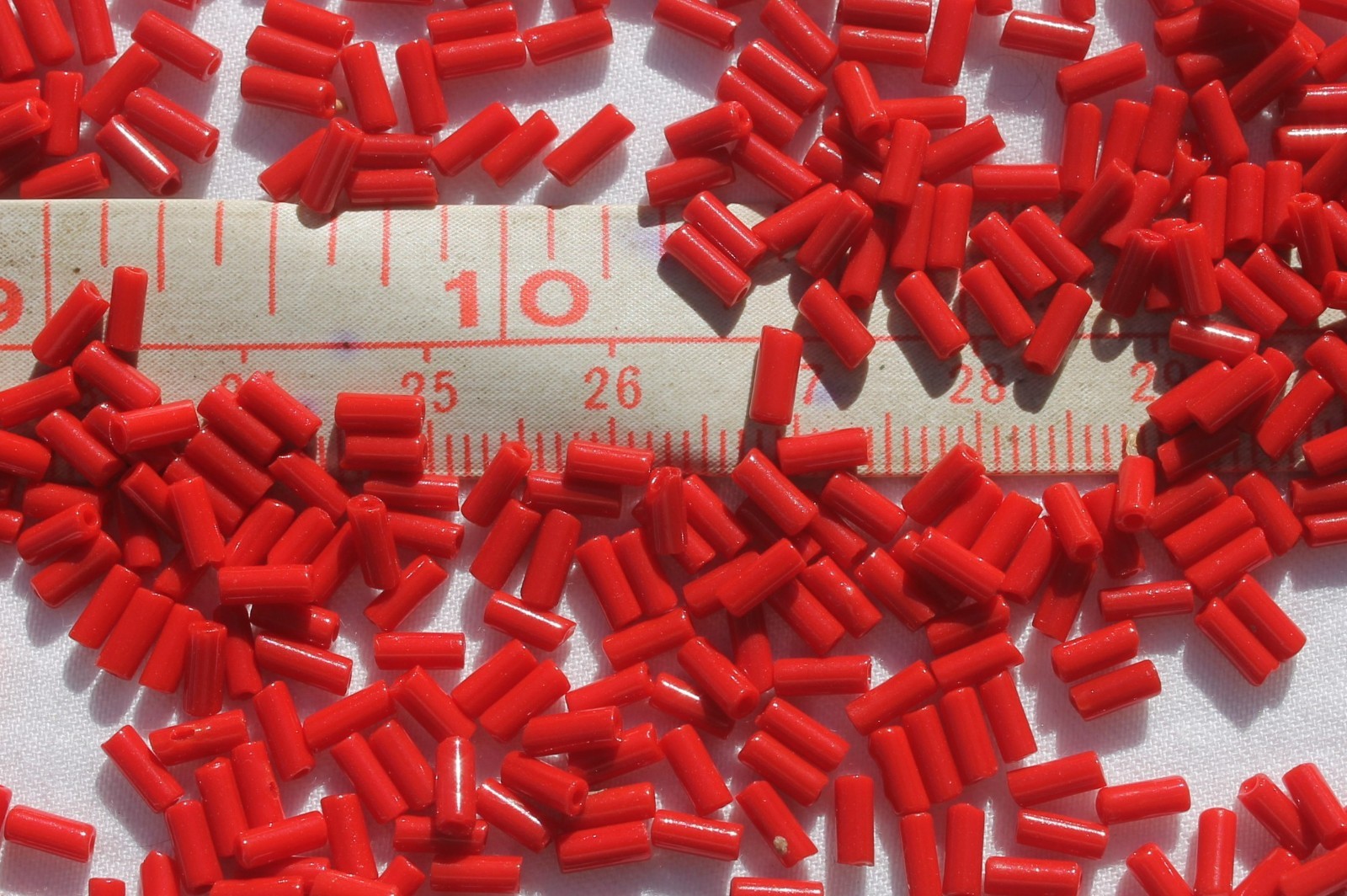 2x5mm Vintage French Bugle Tube Glass Beads Coral Jewelry Craft /1oz