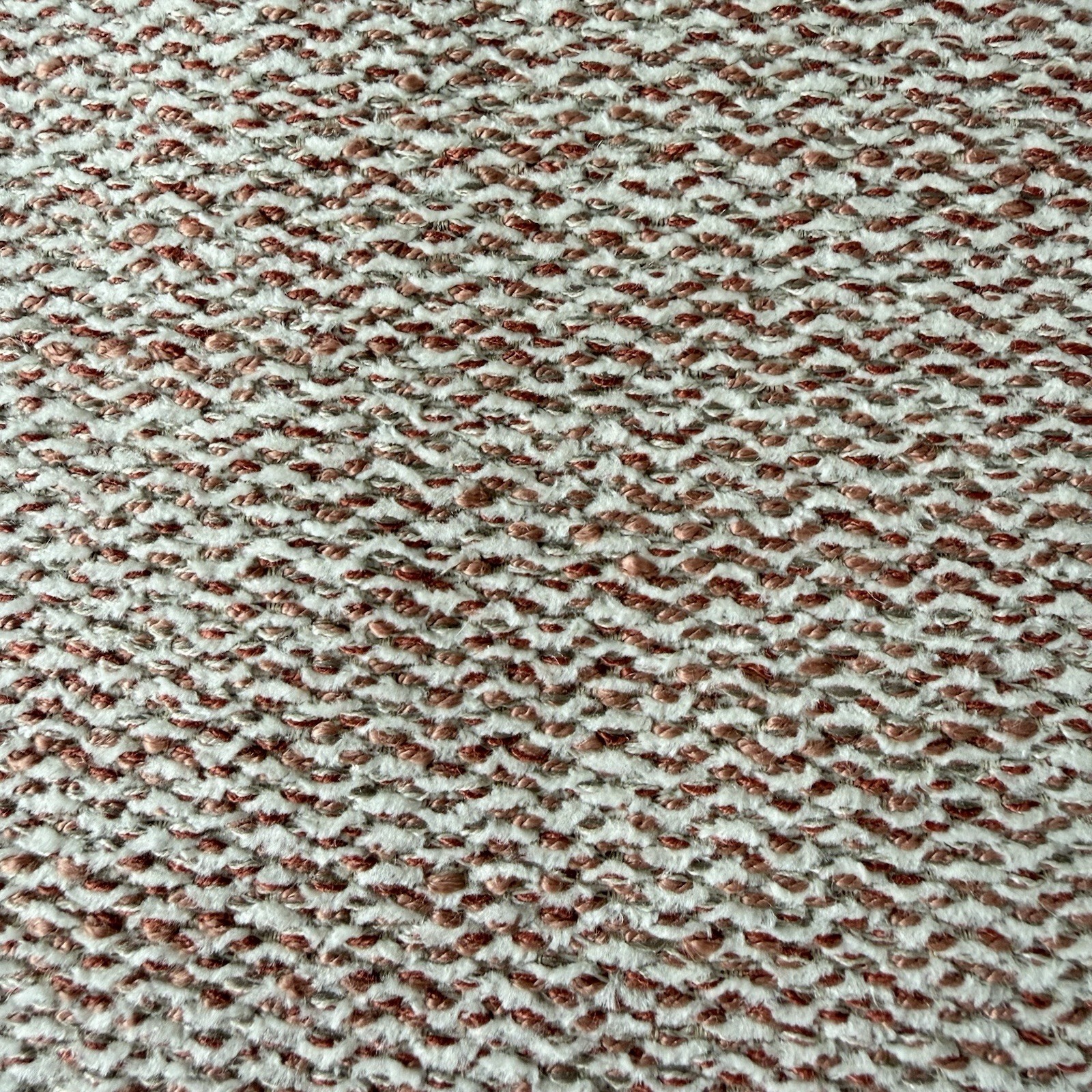 Bouclé Upholstery Fabric Remnant Cotton Blend Off White Earthy Pink 1yd # IRREG.