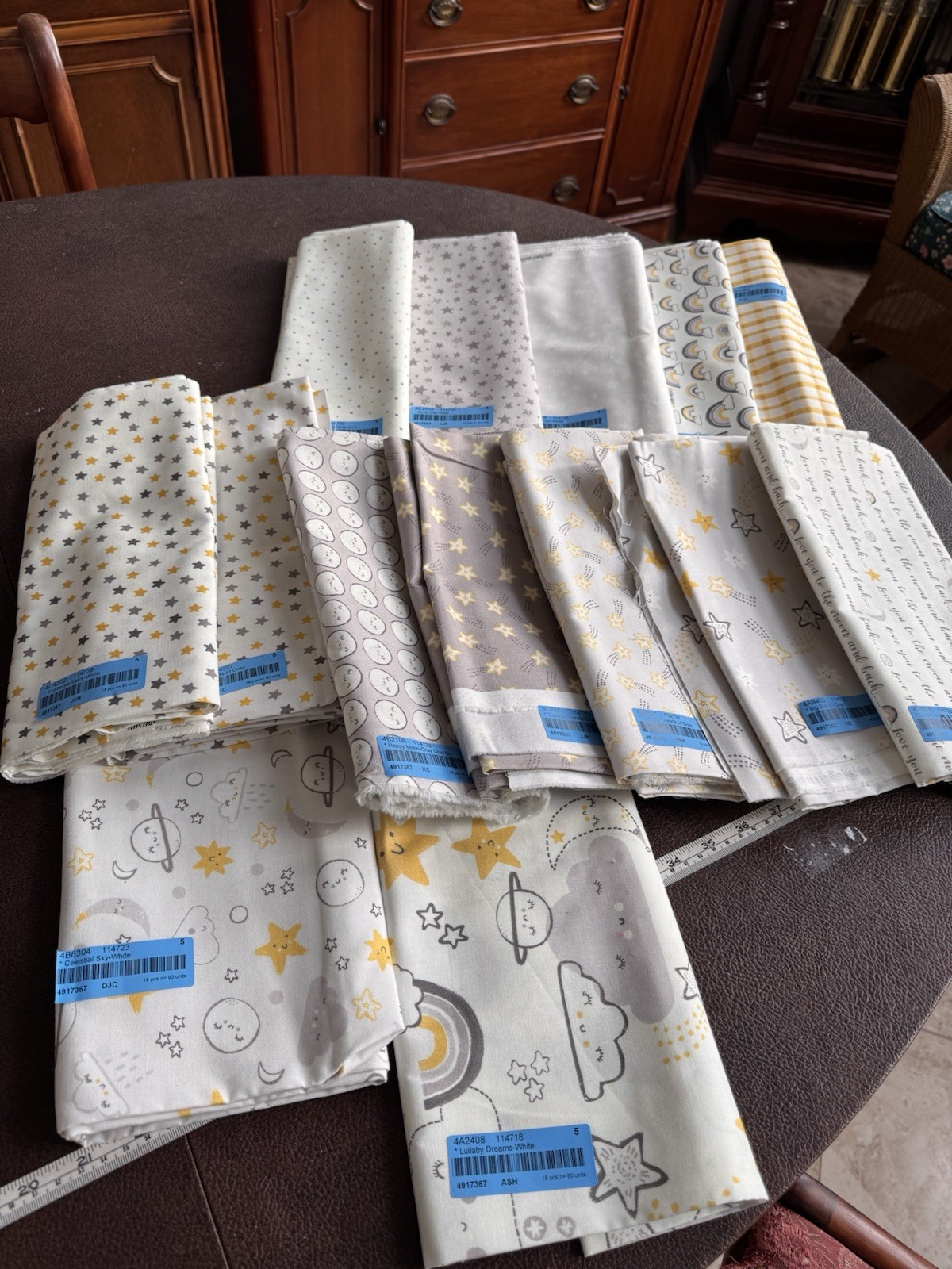 Michael Miller Fabric To the Moon and Back 14 1.25 Yard Cuts! Baby Quilt Craft